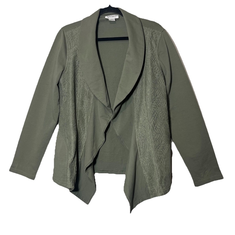 Serengeti Women's Open Front Green Cardigan Blazer Size M